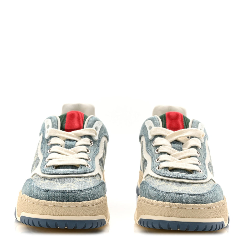 DENIM GG MONOGRAM WOMENS RE-WEB SNEAKERS LIGHT BLUE