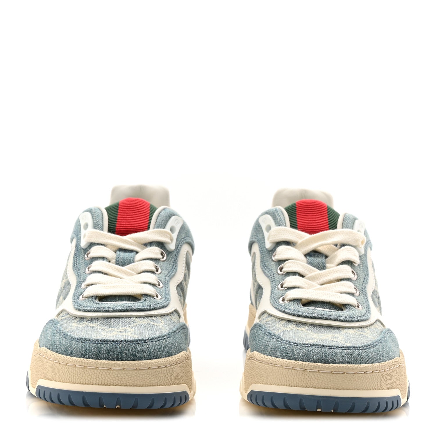 DENIM GG MONOGRAM WOMENS RE-WEB SNEAKERS LIGHT BLUE