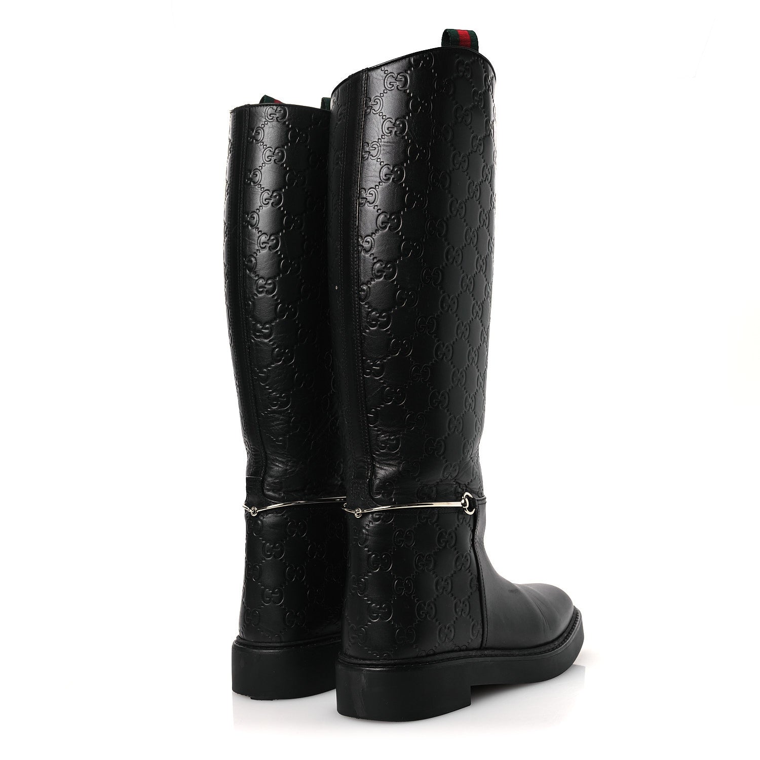 GUCCISSIMA REAL BETIS GLAMOUR CALFSKIN MICHELANGELO SLIM HORSEBIT RIDING BOOTS BLACK