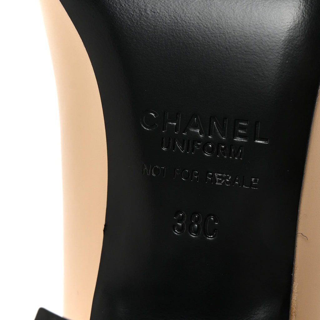LAMBSKIN CAP TOE CC UNIFORM PUMPS BEIGE BLACK