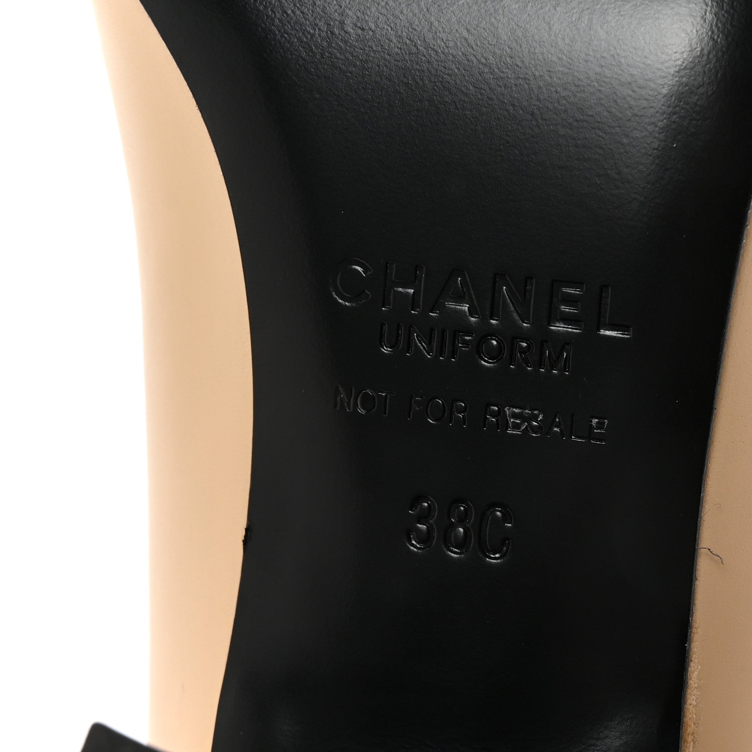 LAMBSKIN CAP TOE CC UNIFORM PUMPS BEIGE BLACK