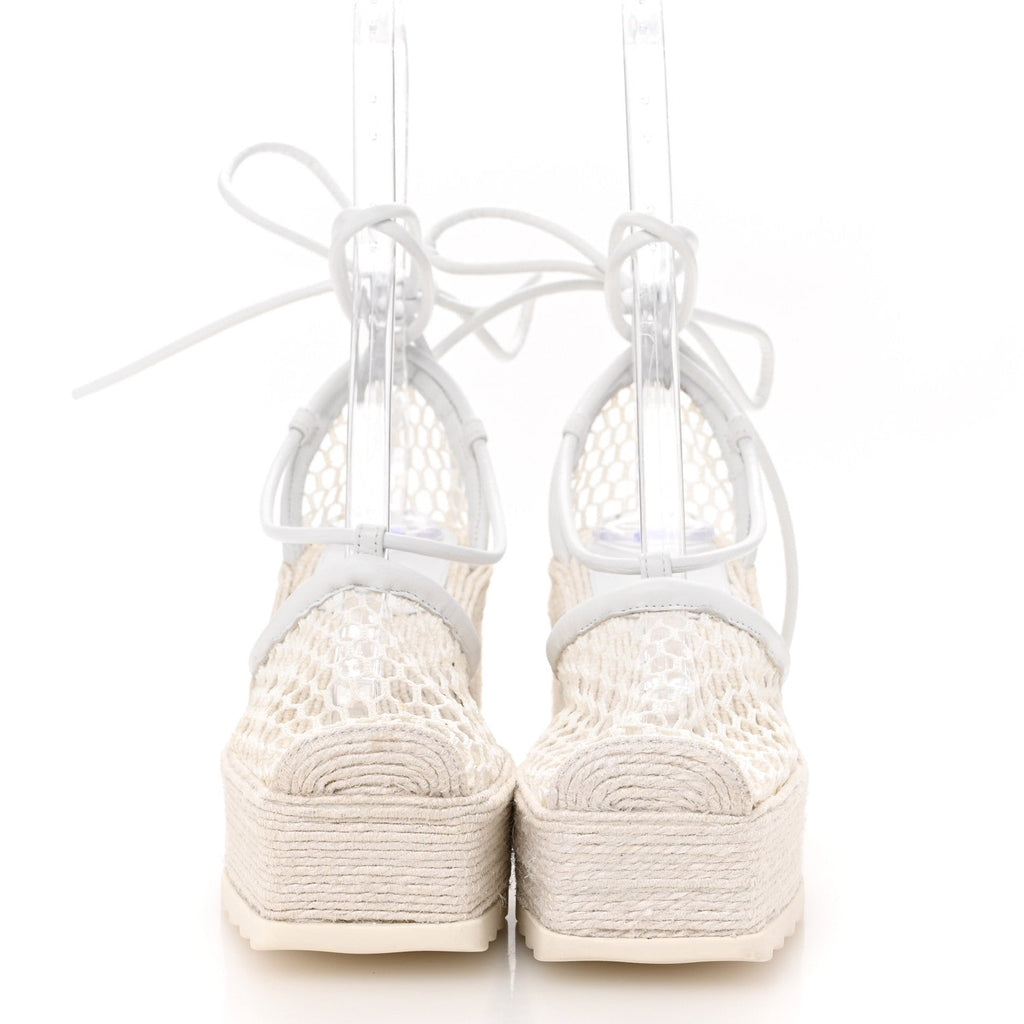 MESH LAMBSKIN SPORTY WEB STRETCH ANKLE TIE ESPADRILLES OPTIC WHITE