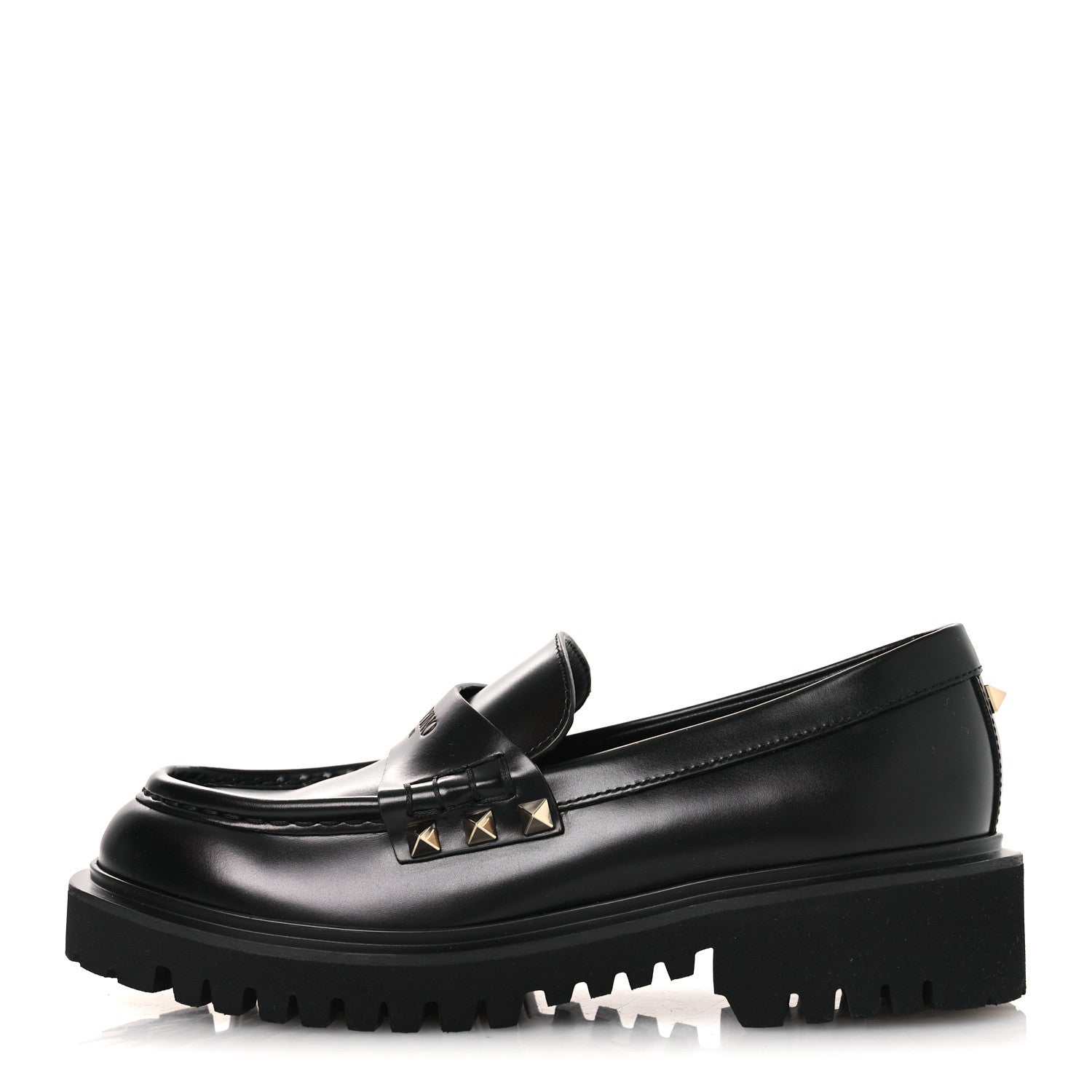 CALFSKIN ROCKSTUD LOAFERS BLACK