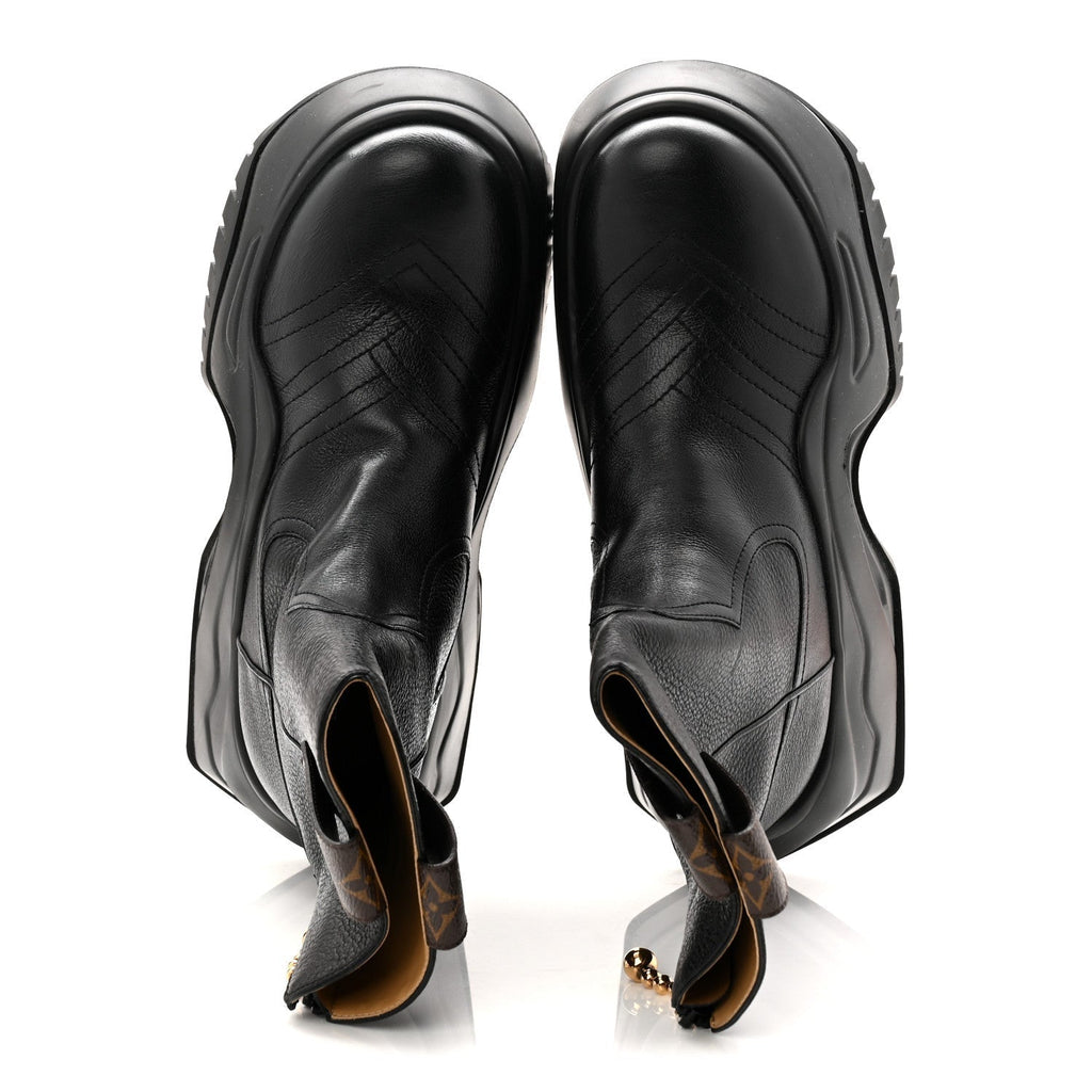 LOUIS VUITTON CALFSKIN MONOGRAM LV ARCHLIGHT . PLATFORM SNEAKER BLACK