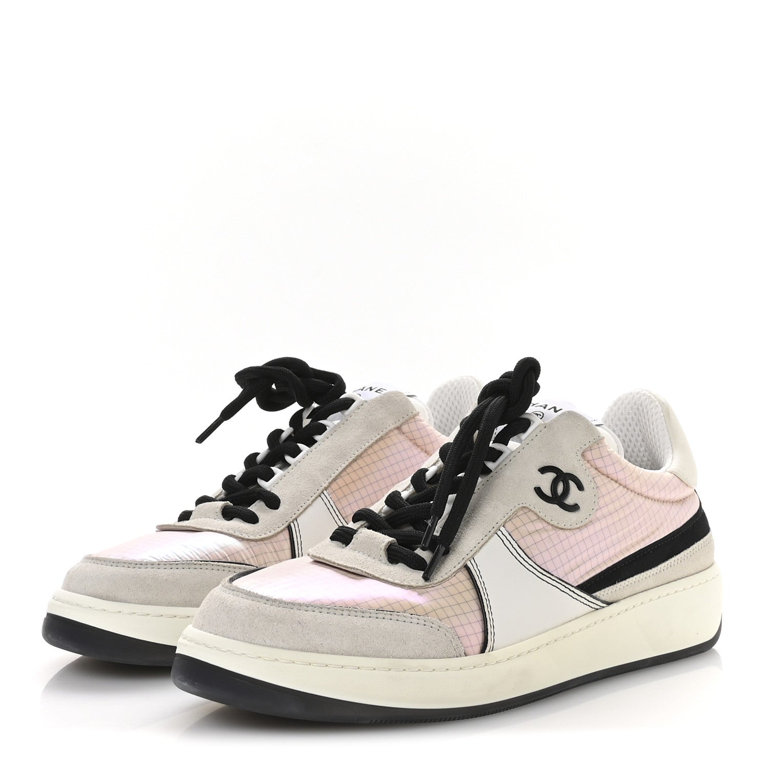 SUEDE FABRIC CALFSKIN WOMENS CC SNEAKERS PINK GREY WHITE