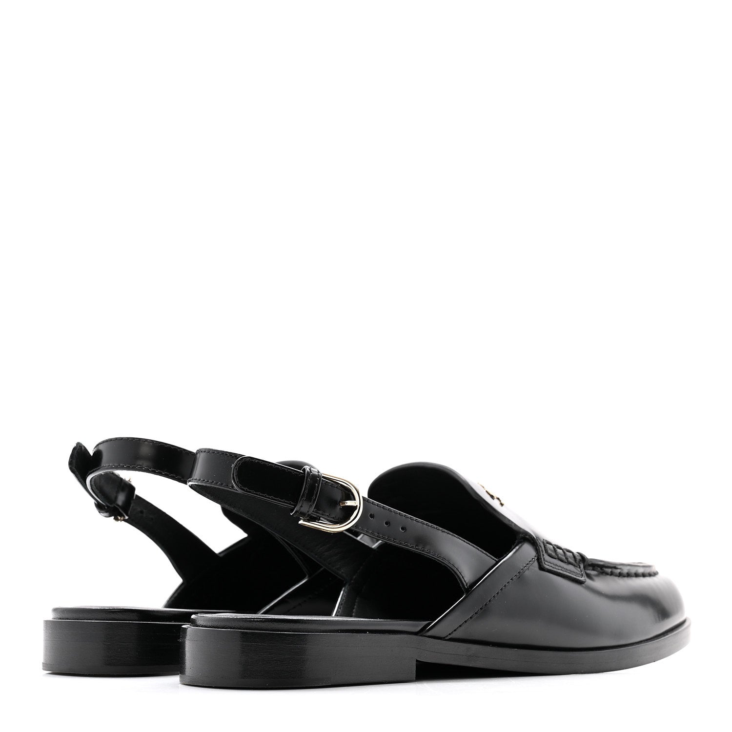 SHINY CALFSKIN SLINGBACK LOAFERS BLACK