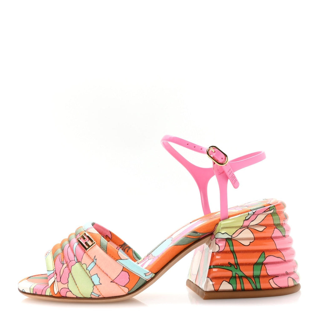 FABRIC CALFSKIN PROMENADE SLINGBACK SANDALS ARANCIO MULTICOLOR LIPSTICK