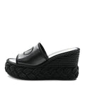 CALFSKIN SILK TORCHON VLOGO PLATFORM ESPADRILLE 100 WEDGE SANDALS BLACK