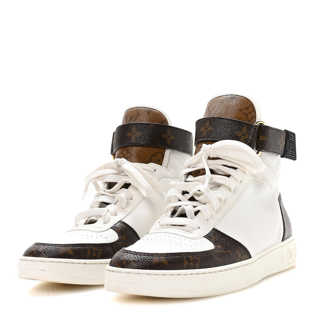 GRAINED CALFSKIN MONOGRAM BOOMBOX SNEAKER BOOTS WHITE