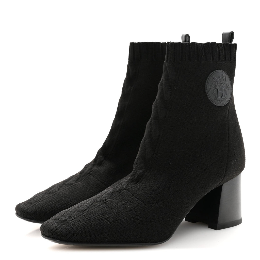 KNIT CALFSKIN VOLVER 60 ANKLE BOOTS BLACK