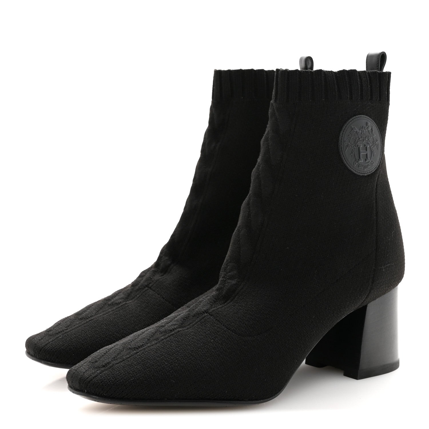KNIT CALFSKIN VOLVER 60 ANKLE BOOTS BLACK