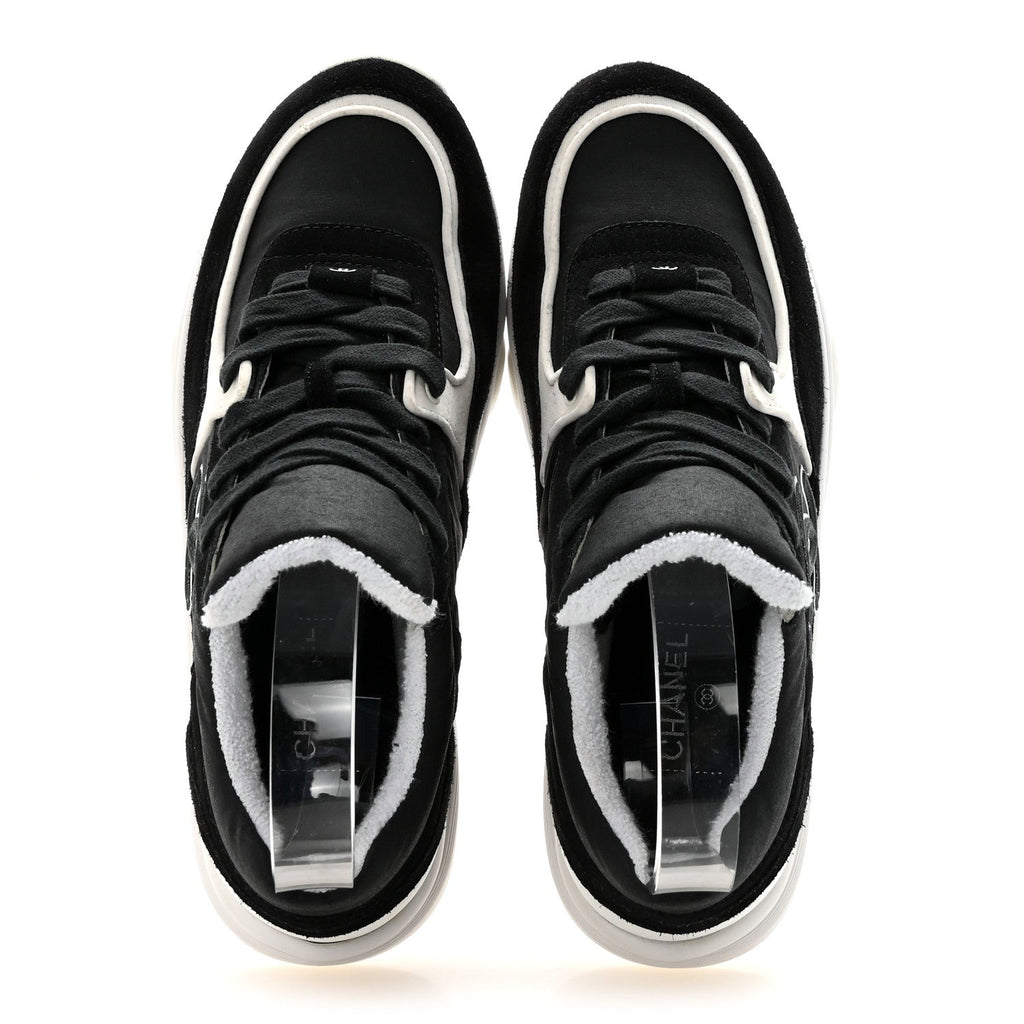 FABRIC CALFSKIN SUEDE CC SNEAKERS BLACK WHITE