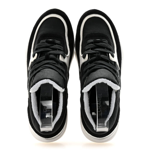 FABRIC CALFSKIN SUEDE CC SNEAKERS BLACK WHITE