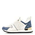 CALFSKIN MONOGRAM DENIM RUN AWAY SNEAKERS WHITE