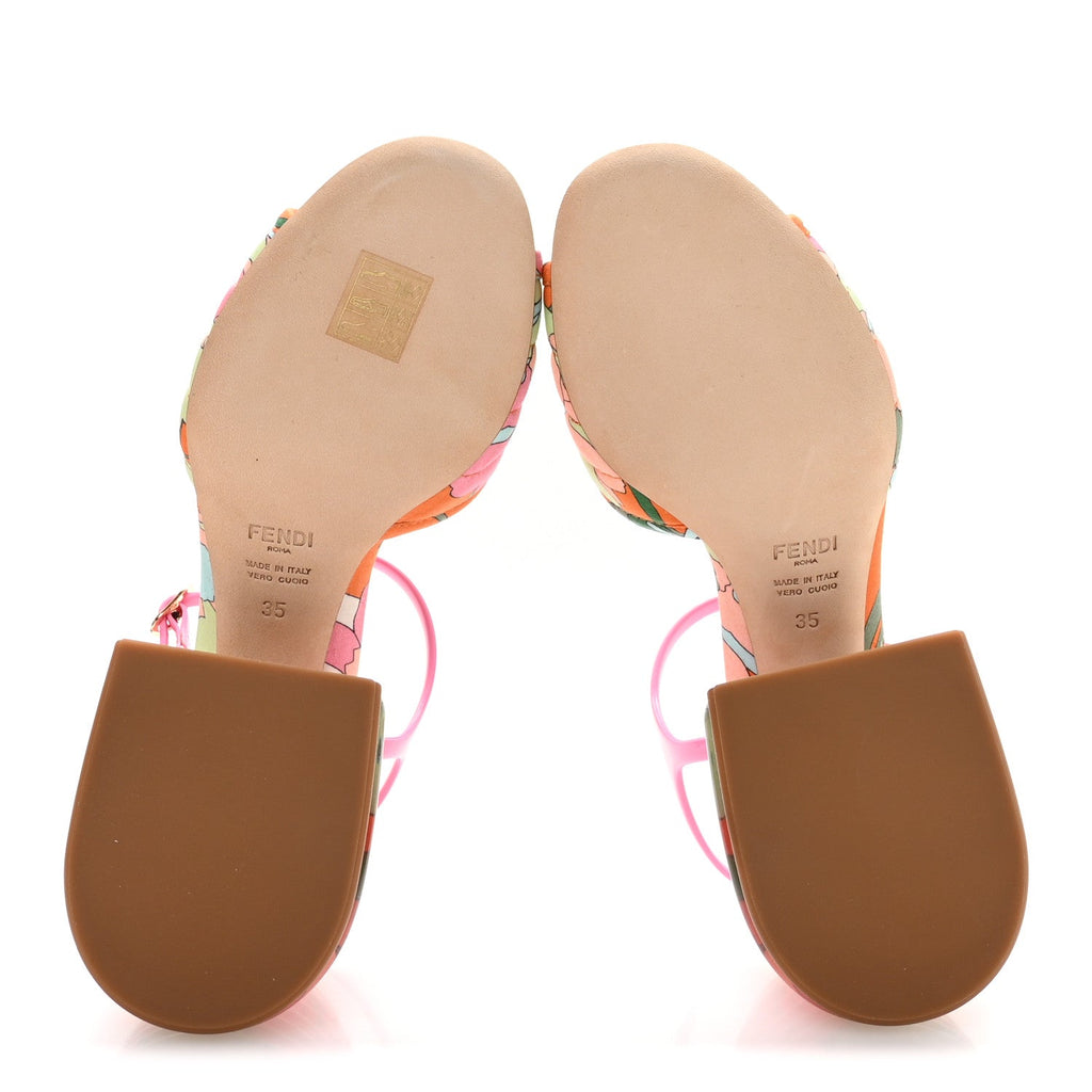 FABRIC CALFSKIN PROMENADE SLINGBACK SANDALS ARANCIO MULTICOLOR LIPSTICK