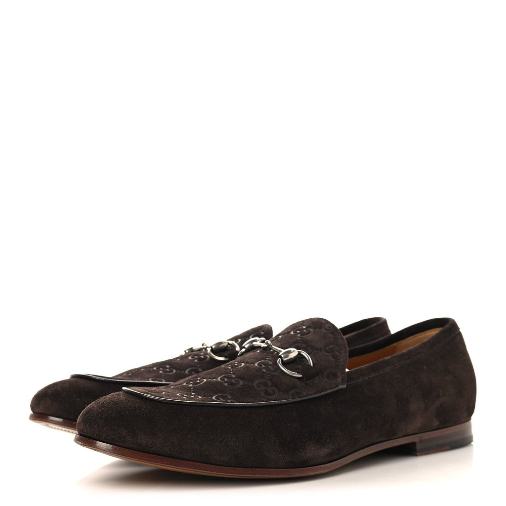 LUXURY SUEDE GG MONOGRAM HORSEBIT MENS JORDY LOAFERS NIGHT COCOA