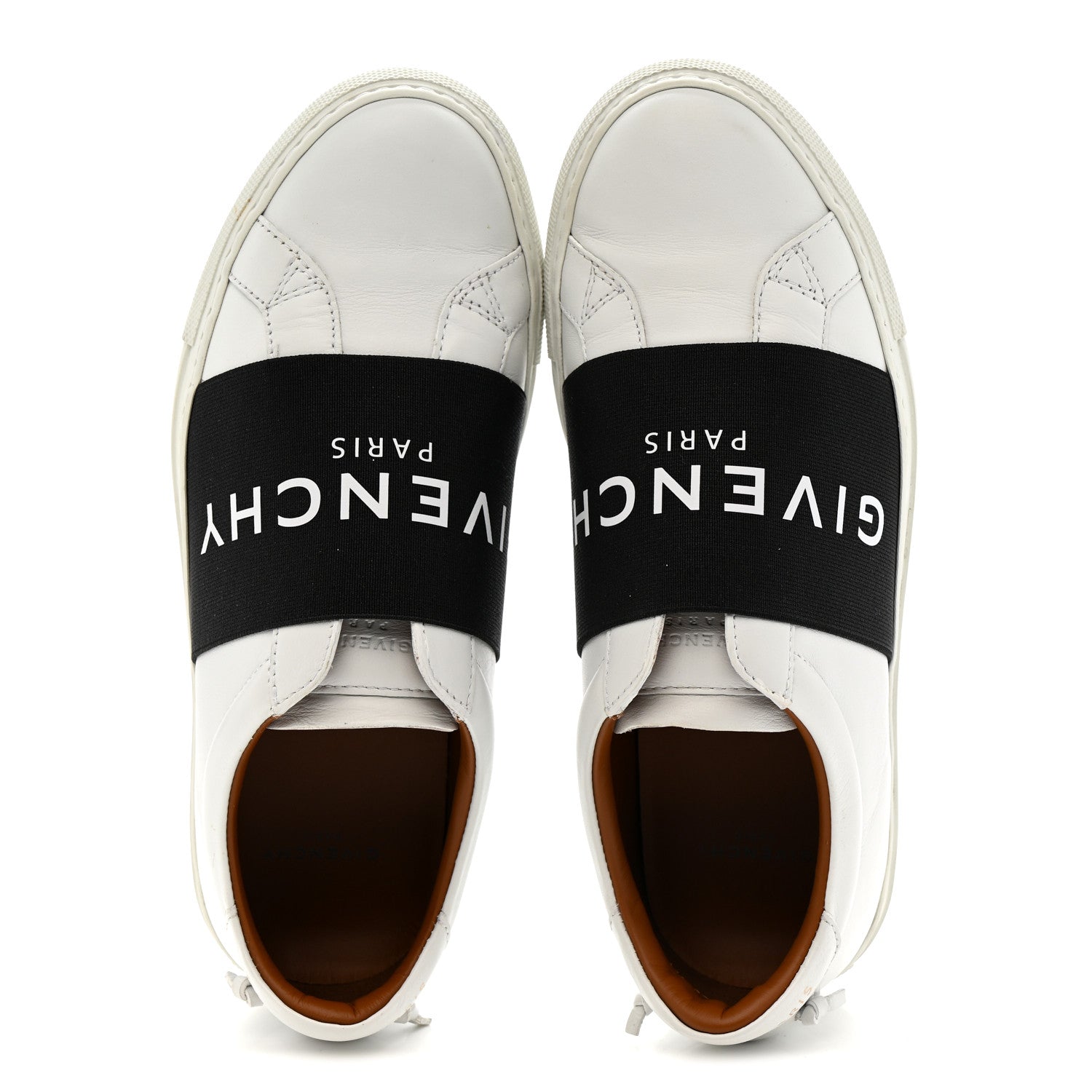 CALFSKIN BAND LOGO WOMENS URBAN STREET SNEAKERS WHITE BLACK