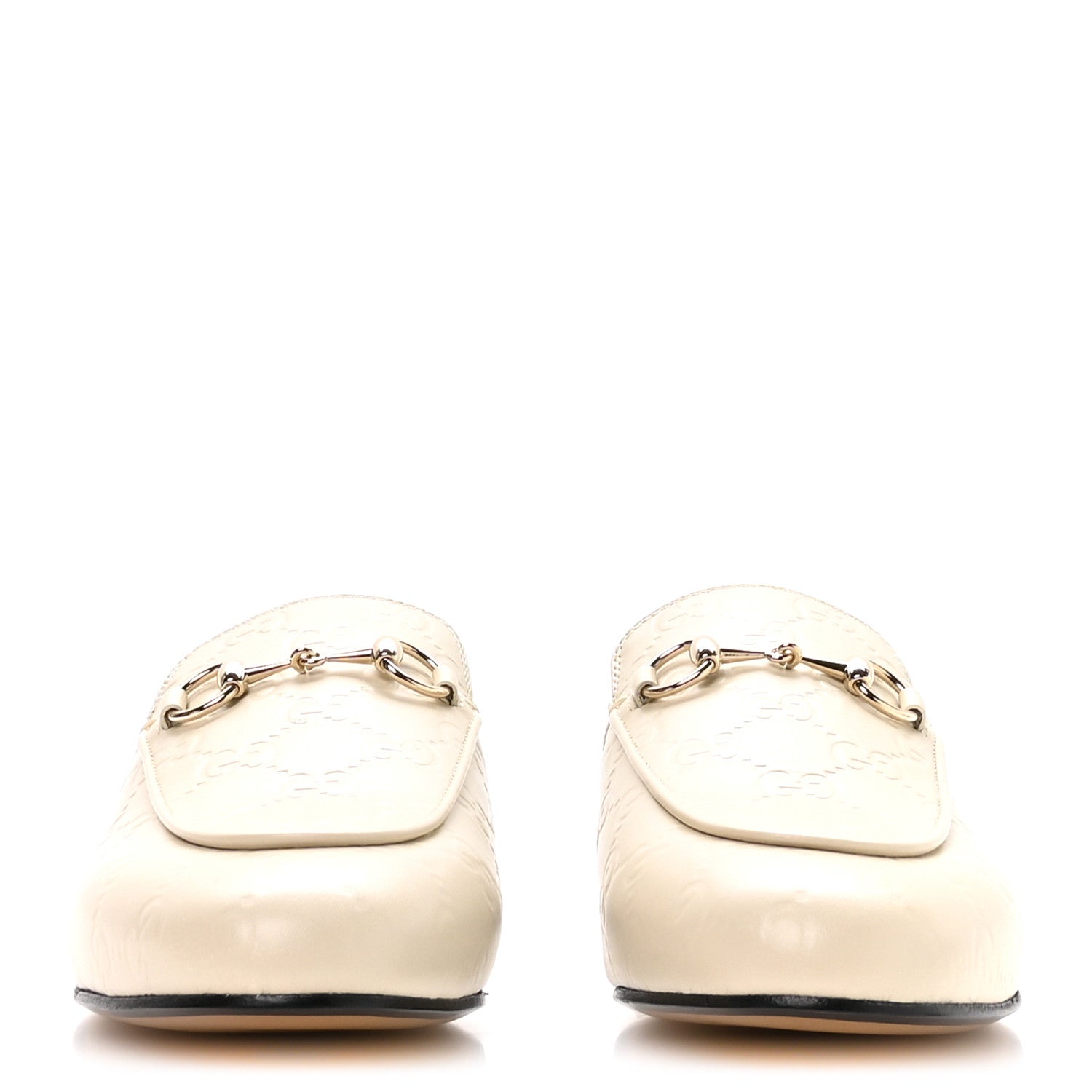 GLAMOUR CALFSKIN GUCCISSIMA WOMENS PRINCETOWN SLIPPERS MYSTIC WHITE