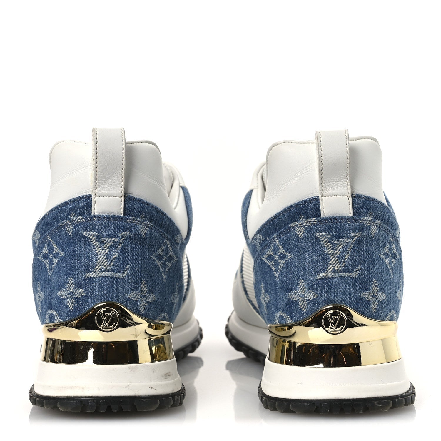 CALFSKIN MONOGRAM DENIM RUN AWAY SNEAKERS WHITE