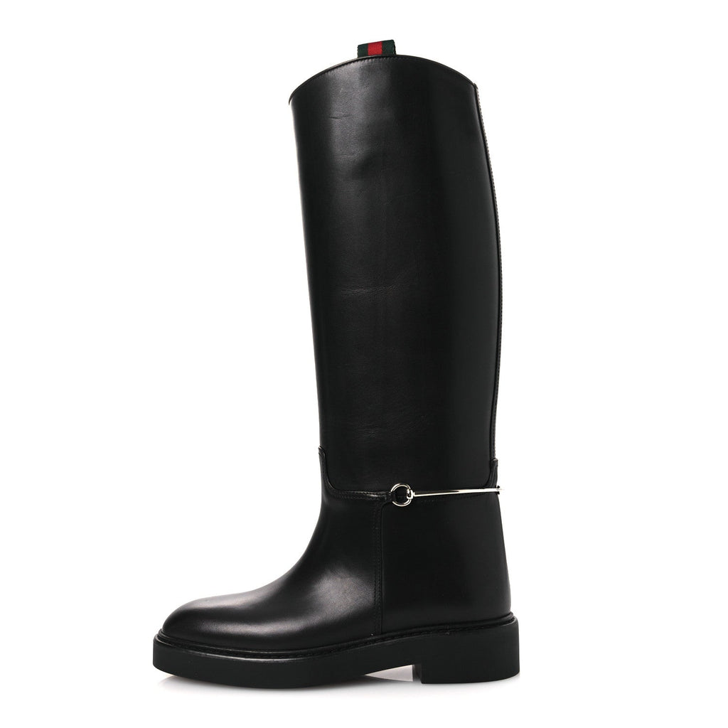 SHINY CALFSKIN MICHELANGELO SLIM HORSEBIT RIDING BOOTS BLACK