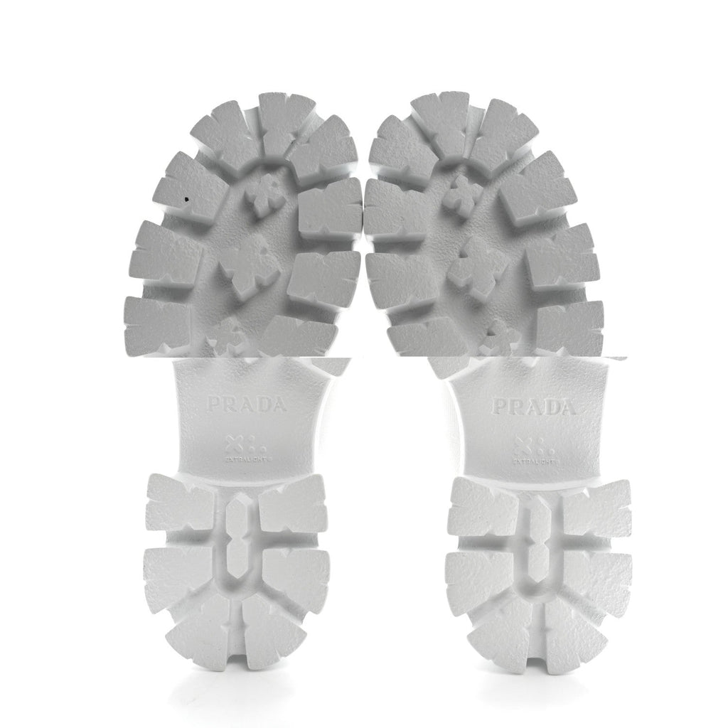 KNIT RUBBER TRIANGLE LOGO MONOLITH 55MM ANKLE BOOTS BIANCO