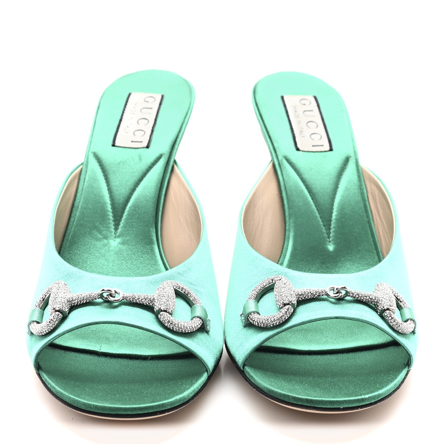 RASO SETA MALAGA KID CRYSTAL HORSEBIT SANDALS JADE CARIBBEAN GREEN