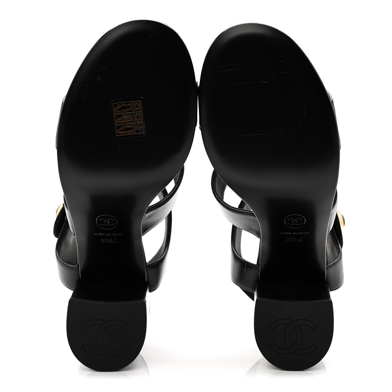 SHINY CALFSKIN CC SANDALS BLACK