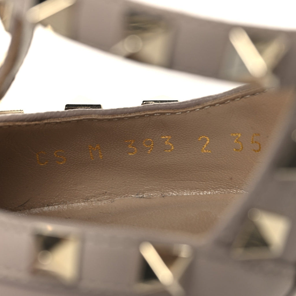 CALFSKIN NAPPA ROCKSTUD ANKLE STRAP 100MM PUMPS POUDRE