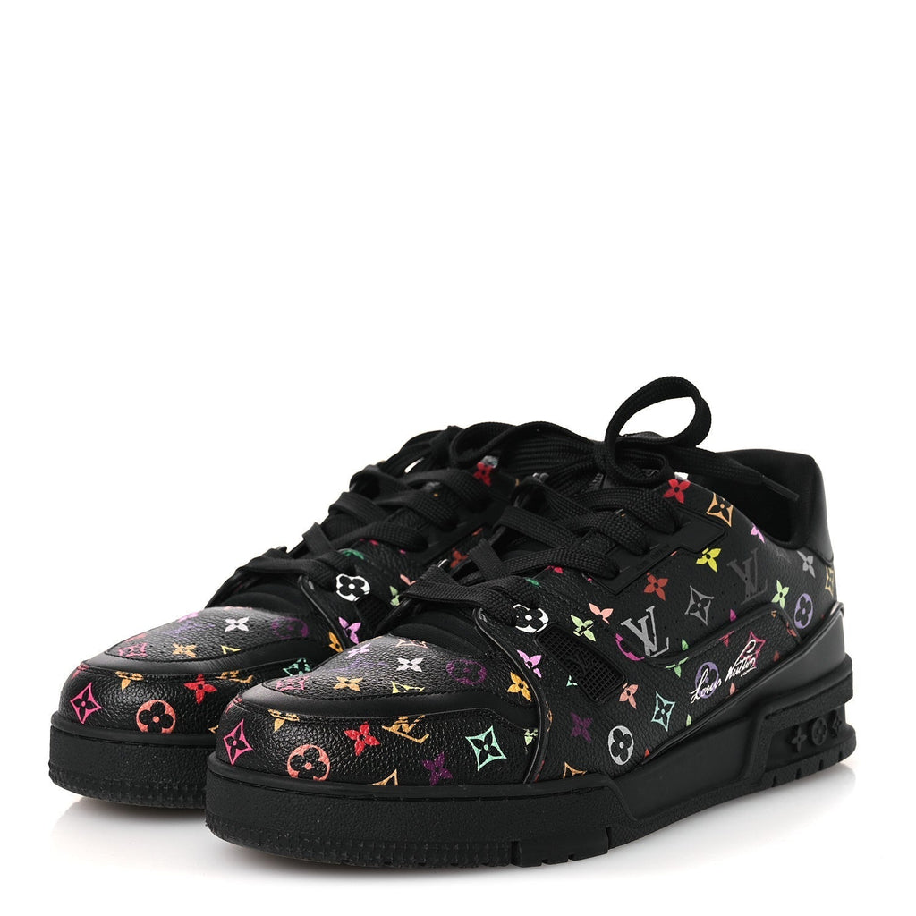 LV X TM CALFSKIN MONOGRAM MULTICOLOR WOMENS LV TRAINER SNEAKERS BLACK