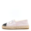 LAMINATED LAMBSKIN GROSGRAIN EMBROIDERED CC ESPADRILLES PINK SILVER BLACK
