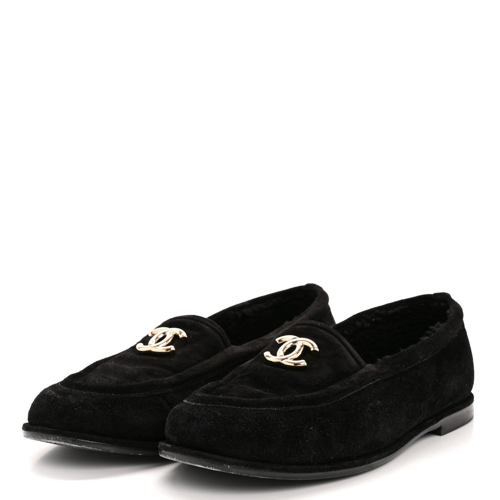 SUEDE CALFSKIN CC LOAFERS BLACK