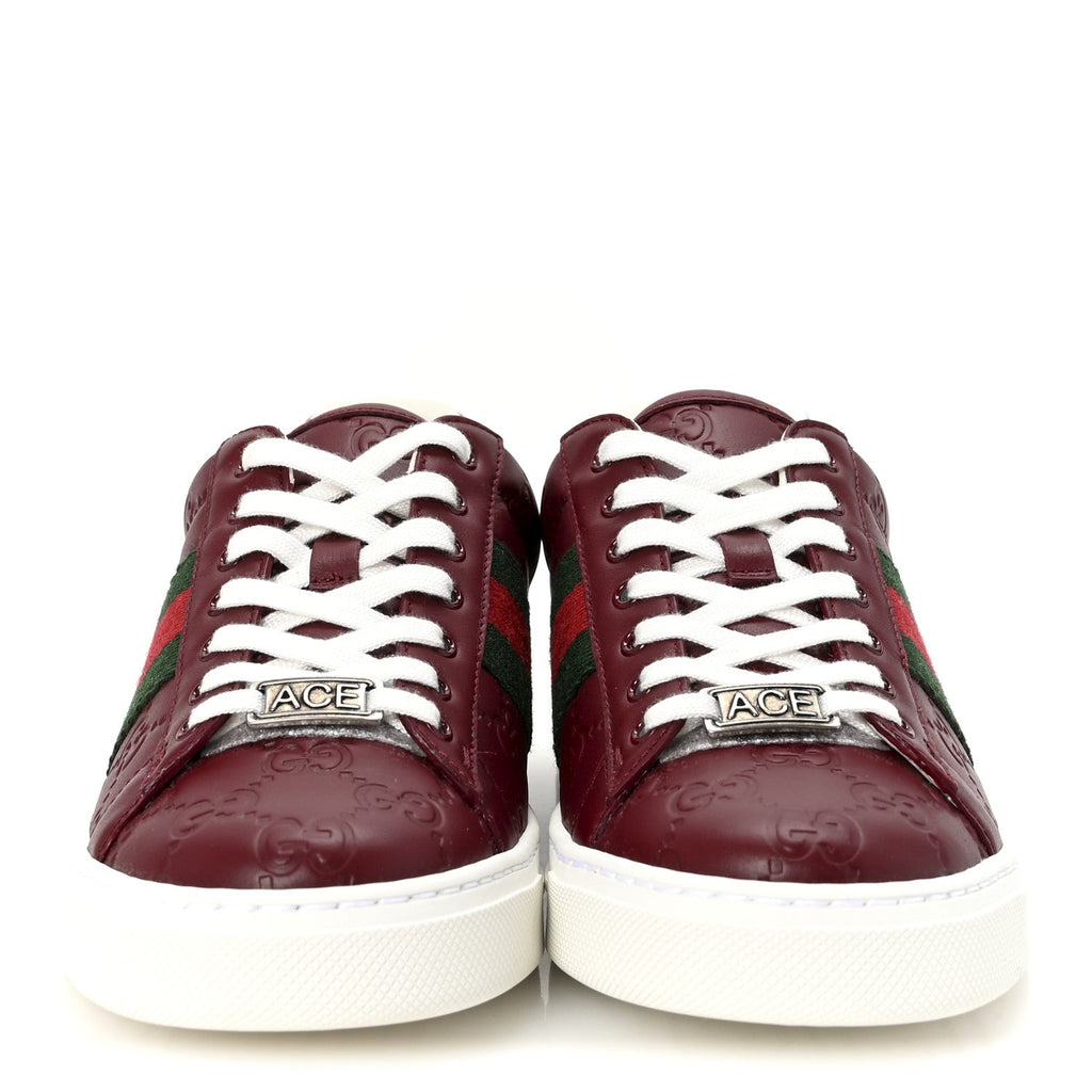 CALFSKIN GG EMBOSSED WEB MENS ACE SNEAKERS ANCORA RED
