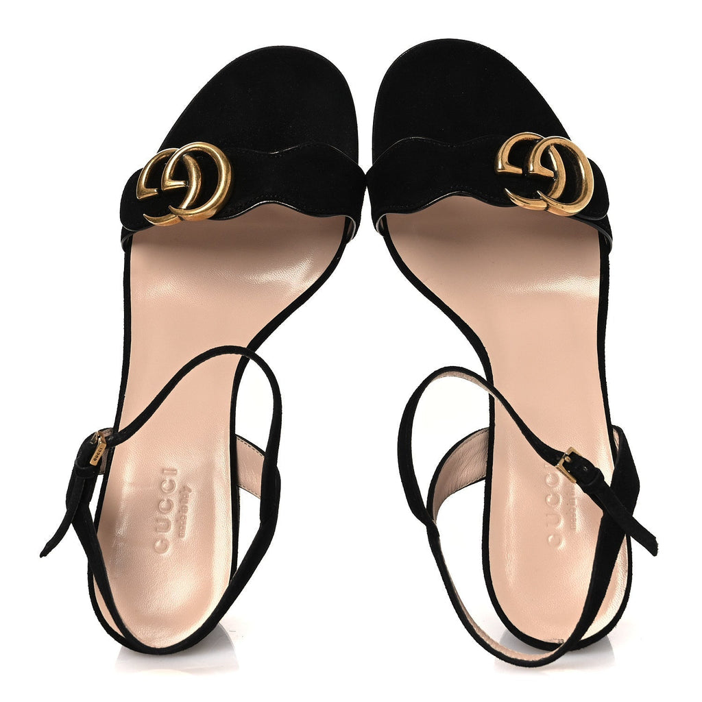KID SCAMOSCIATO GG MARMONT ANKLE WRAP 75MM SANDALS BLACK