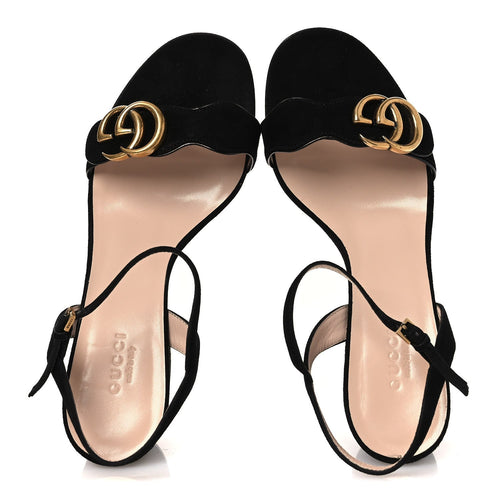 KID SCAMOSCIATO GG MARMONT ANKLE WRAP 75MM SANDALS BLACK