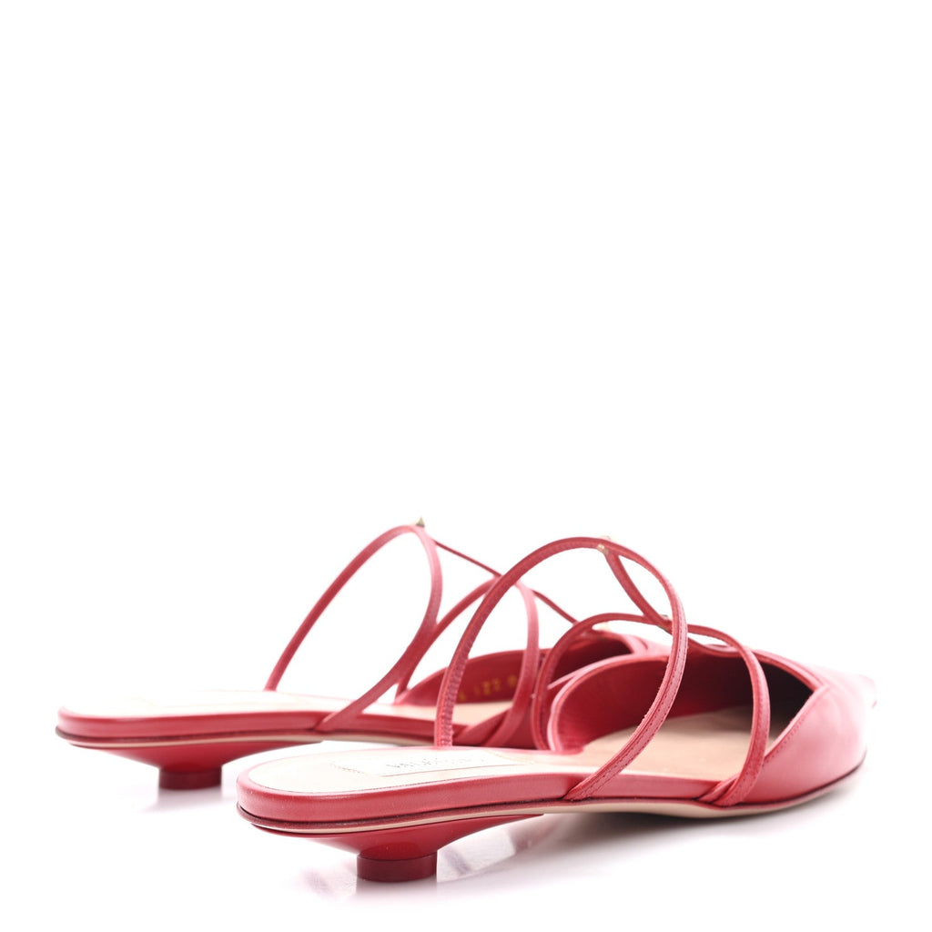 CALFSKIN ROCKSTUD WISPY MULES RED