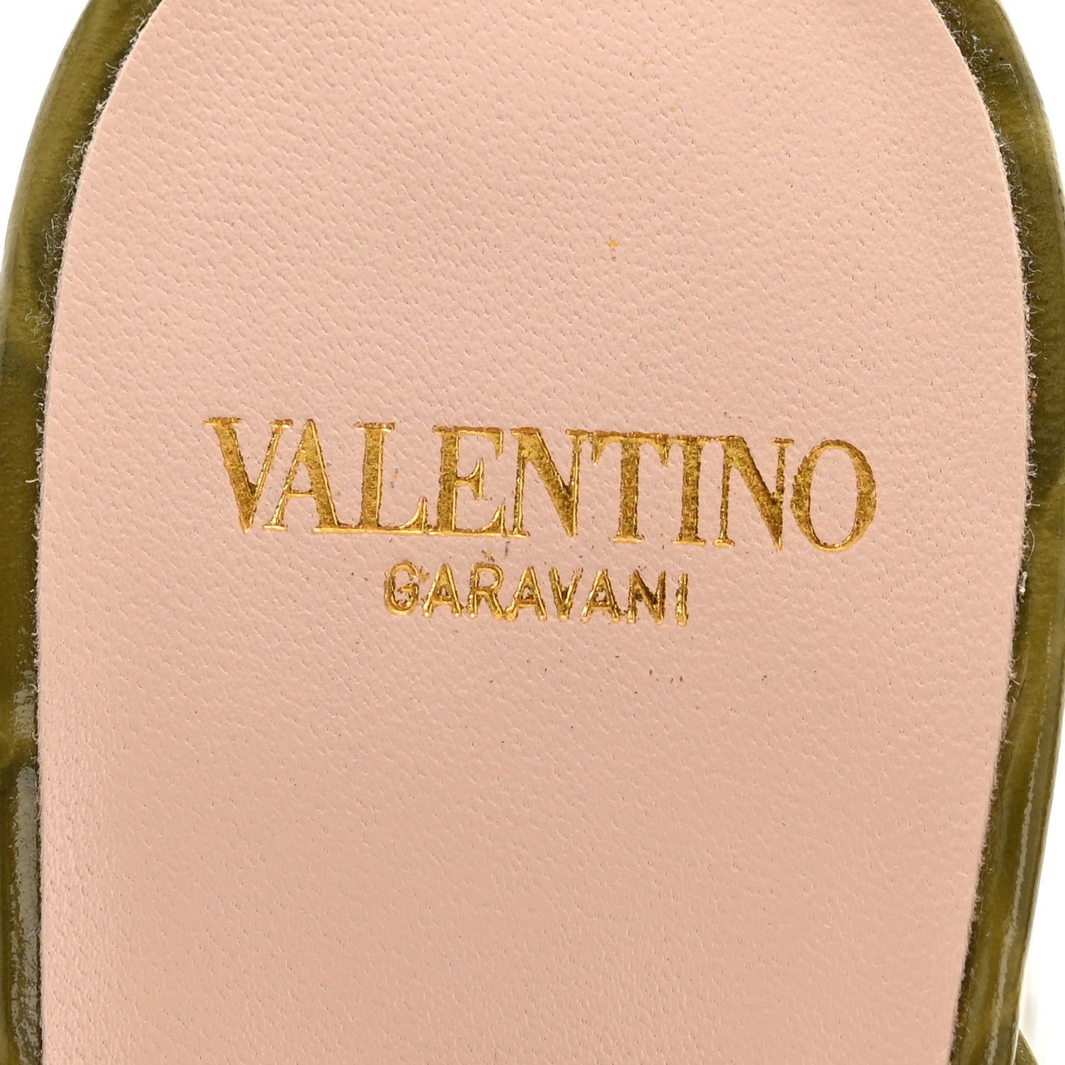 CALFSKIN PRINTED CROCODILE EFFECT VLOGO SIGNATURE 95MM SLIDE SANDALS GREEN