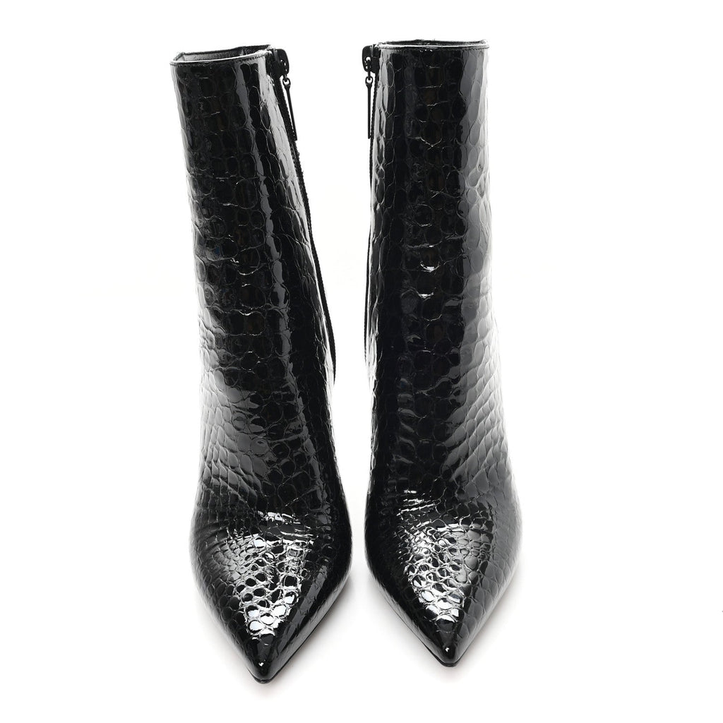ALLIGATOR EMBOSSED PATENT CALFSKIN OPYUM 110 ANKLE BOOTS BLACK