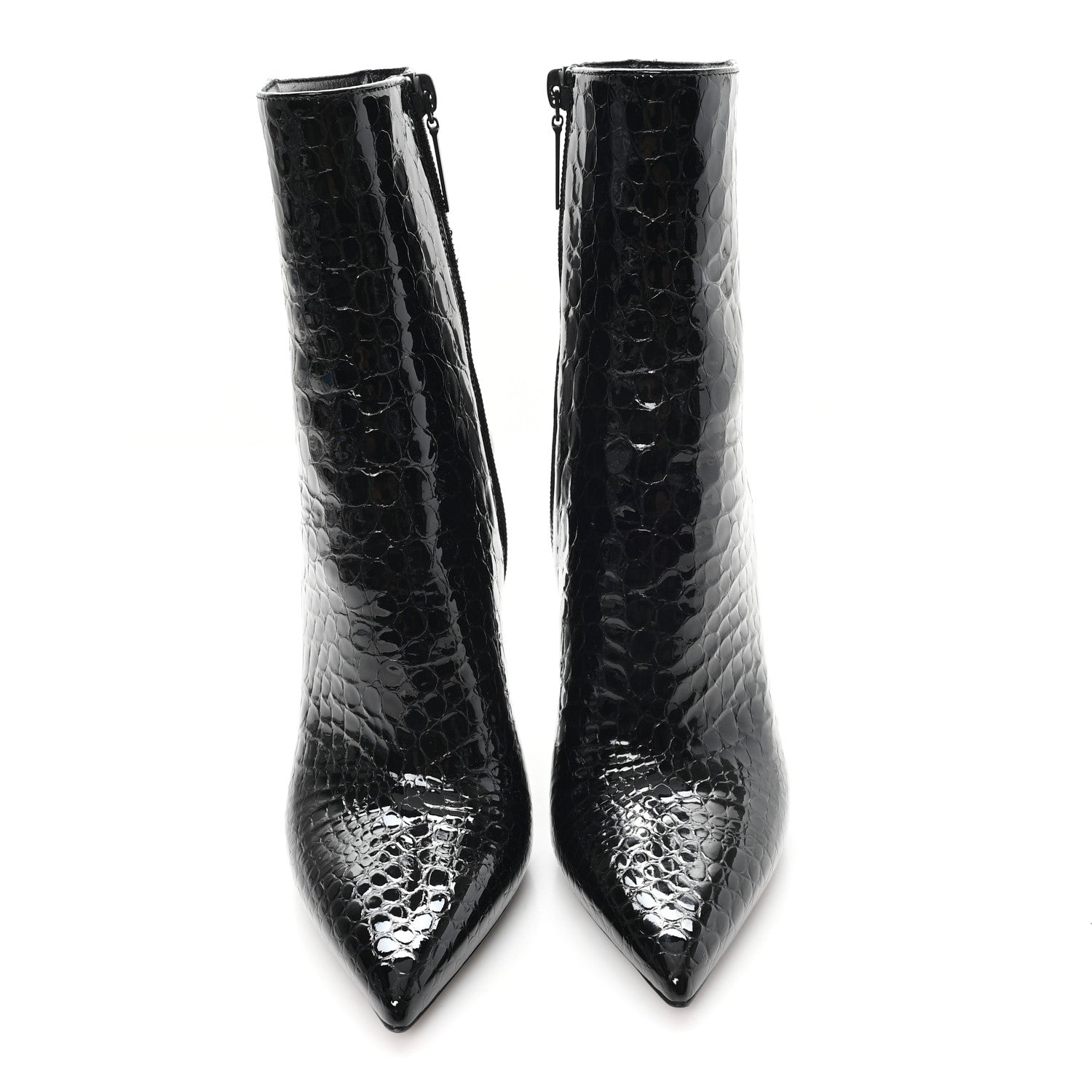 ALLIGATOR EMBOSSED PATENT CALFSKIN OPYUM 110 ANKLE BOOTS BLACK