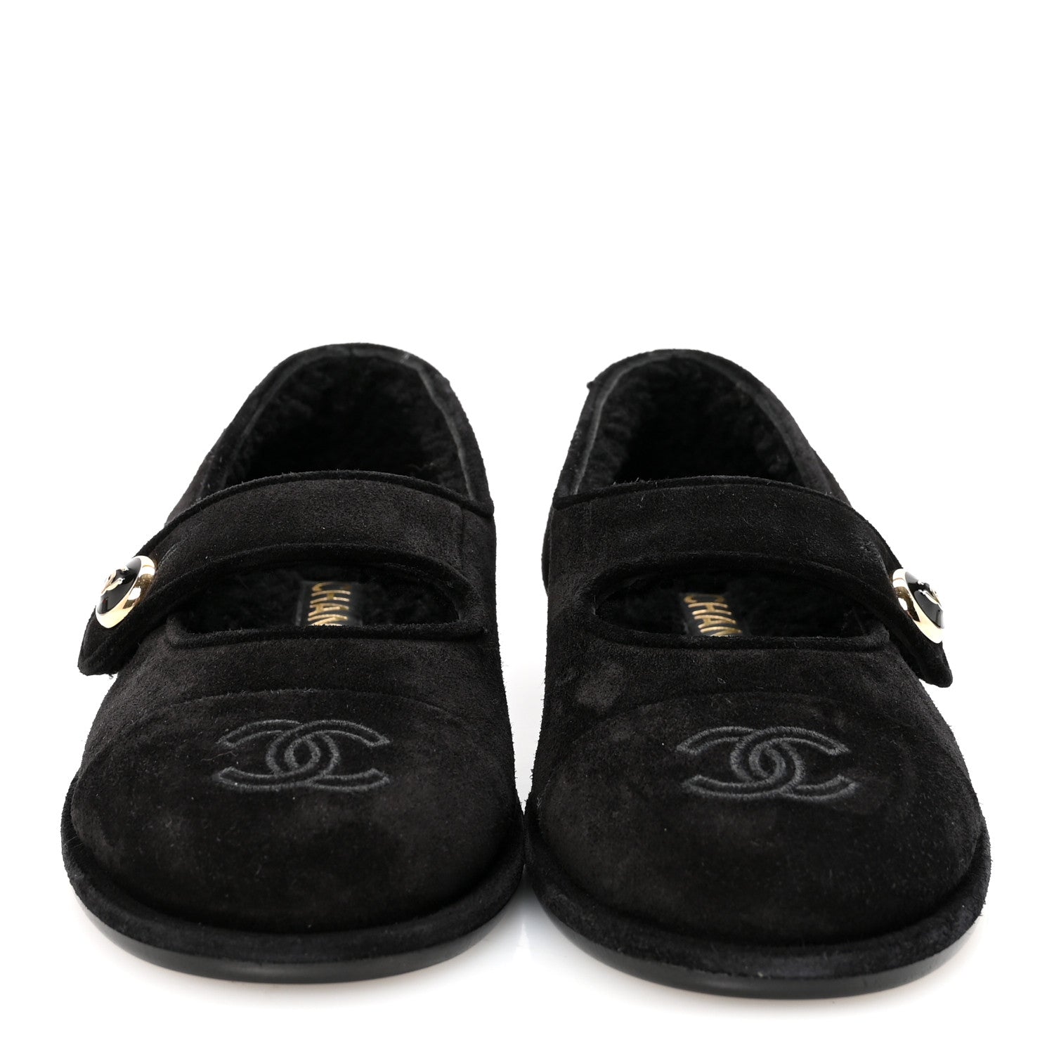 SUEDE CAP TOE CC MARY JANE FLATS BLACK