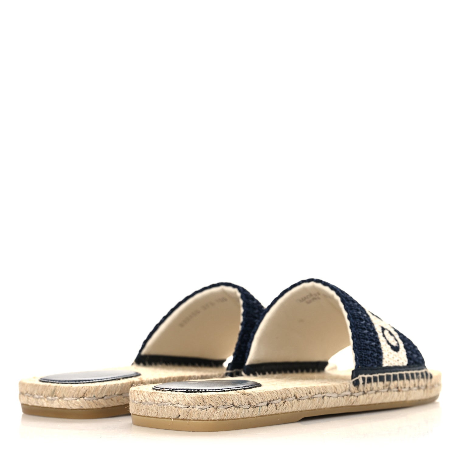MACROCHET RAFFIA LOGO FLAT SLIDE ESPADRILLE SANDALS BLUE GREAT WHITE