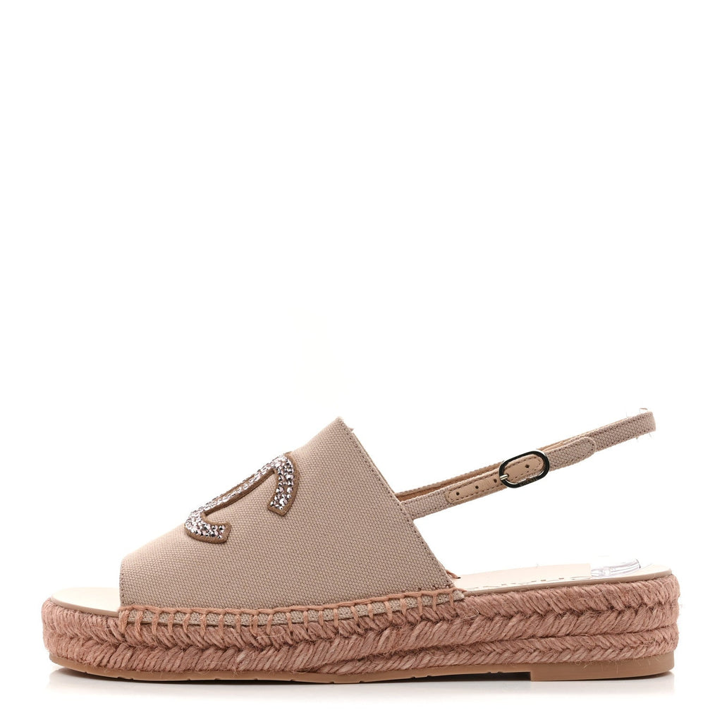 CANVAS STRASS CC ESPADRILLE SLINGBACK SANDALS PINK