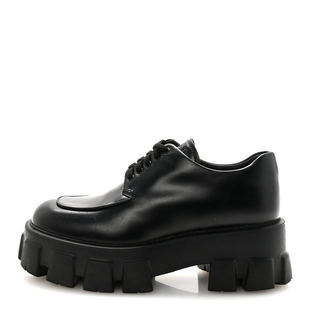 SPAZZOLATO ROIS MONOLITH 55MM DERBY LOAFERS BLACK