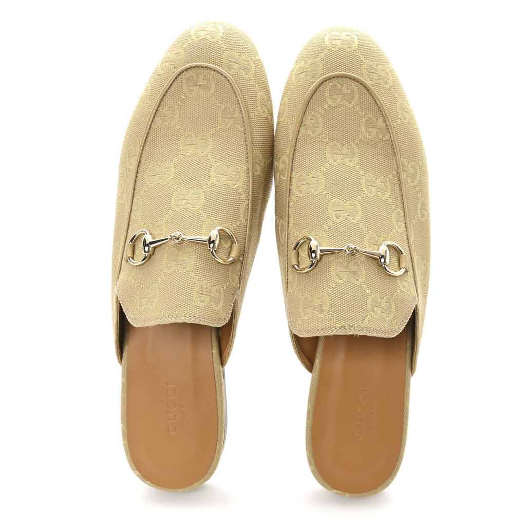 GG MONOGRAM CANVAS WOMENS PRINCETOWN SLIPPERS EGYPT SALT