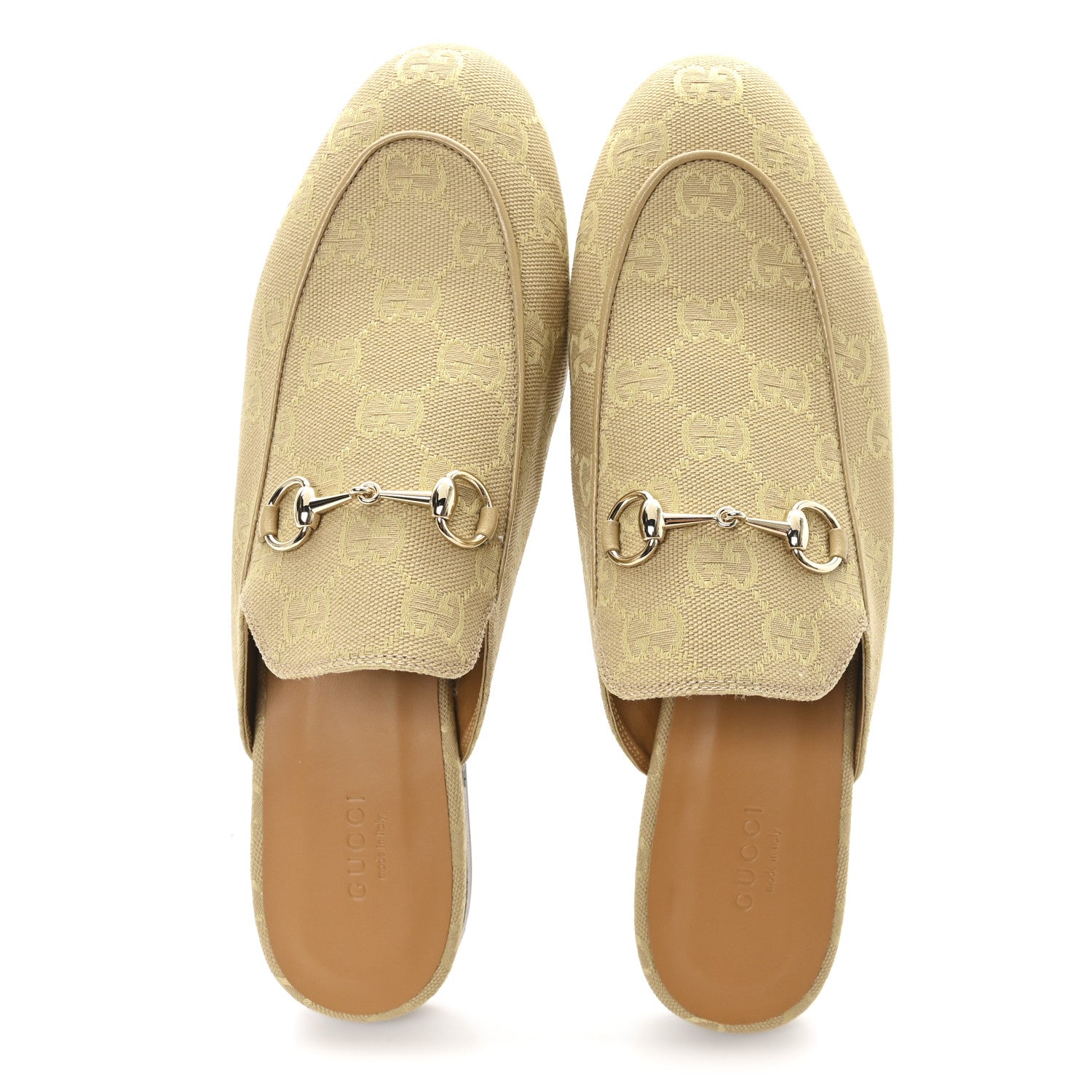 GG MONOGRAM CANVAS WOMENS PRINCETOWN SLIPPERS EGYPT SALT