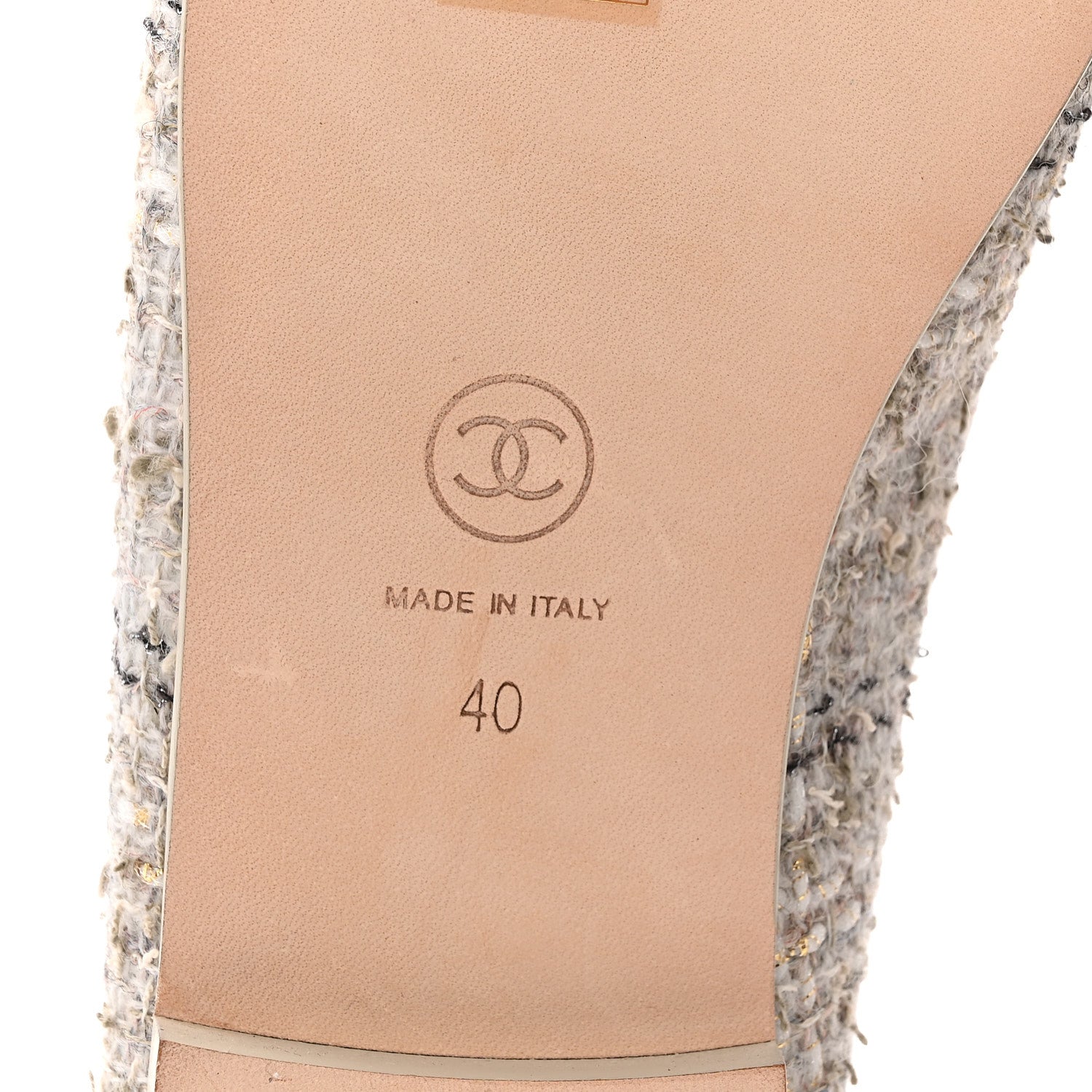 TWEED LAMBSKIN CAP TOE BALLERINA FLATS GREY MULTICOLOR