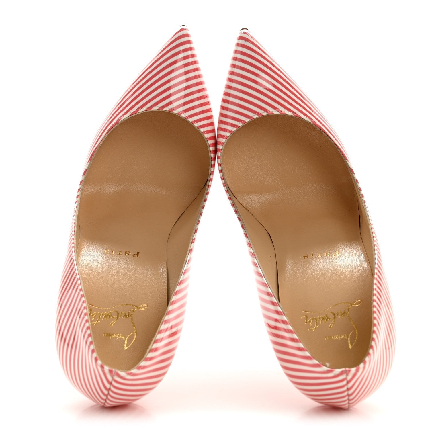PATENT PIGALLE FOLLIES STRIPES 100 PUMPS SMOOTHIE WHITE