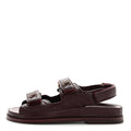GRAINED CALFSKIN VELCRO DAD SANDALS MAROON