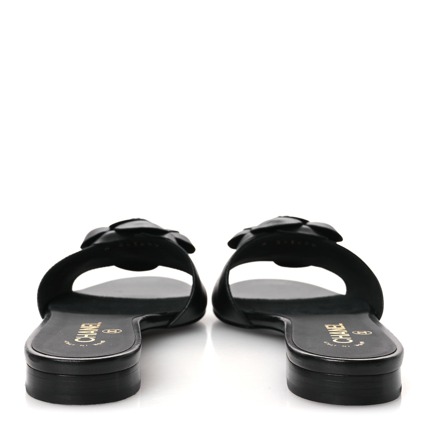LAMBSKIN CAMELLIA SANDAL MULES BLACK