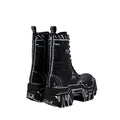 Balenciaga Bulldozer Lace Up Boots - Black with white sketch print