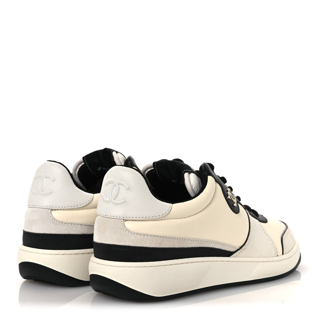 LAMBSKIN SUEDE CALFSKIN SNEAKERS IVORY WHITE BLACK